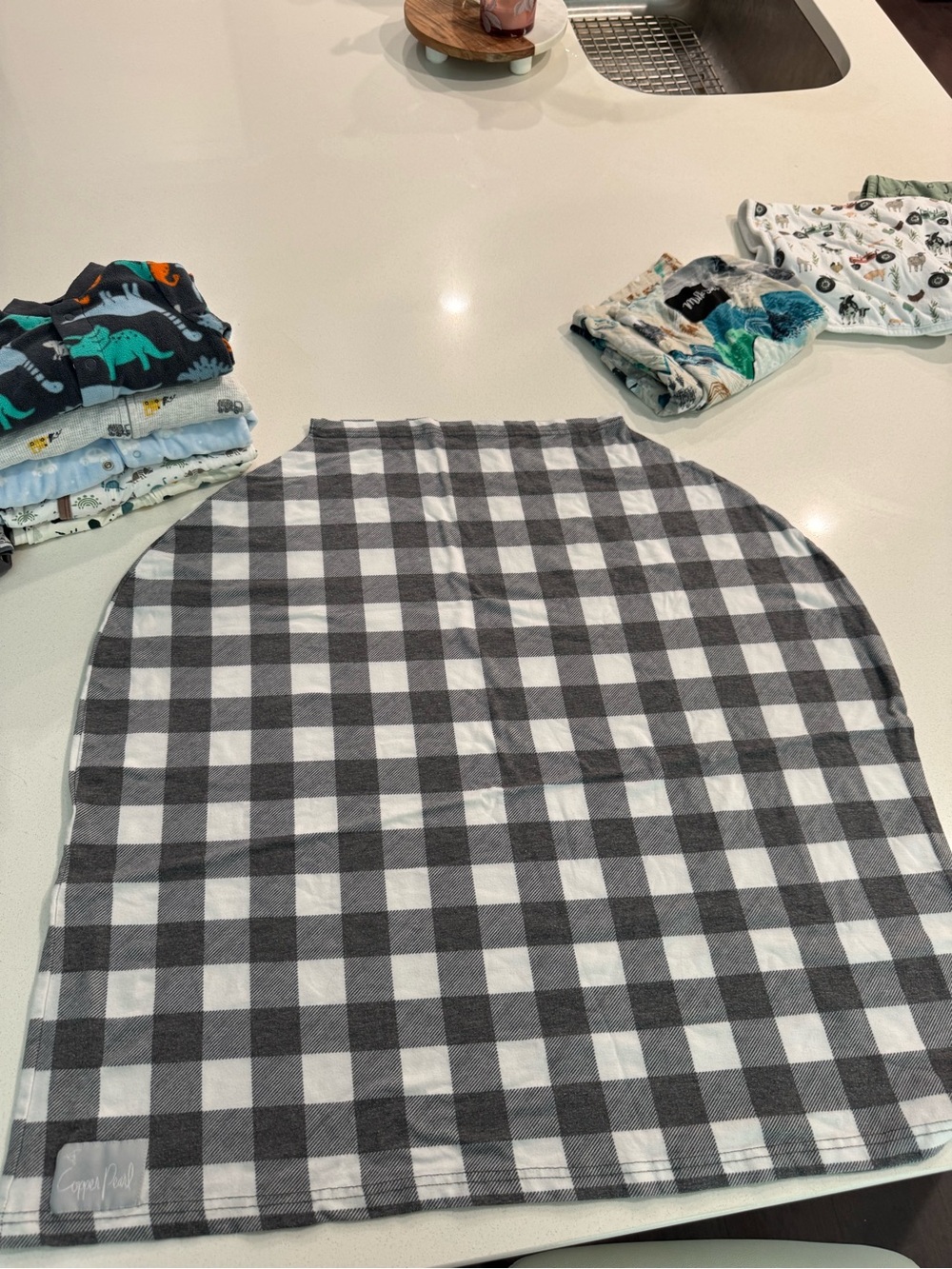 Copper Pearl Gray & White Buffalo Check Nursing/Baby Cover